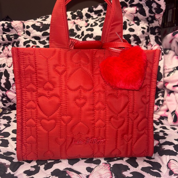 Betsey Johnson Handbags - Betsey Johnson Red Heart Pattern Tote